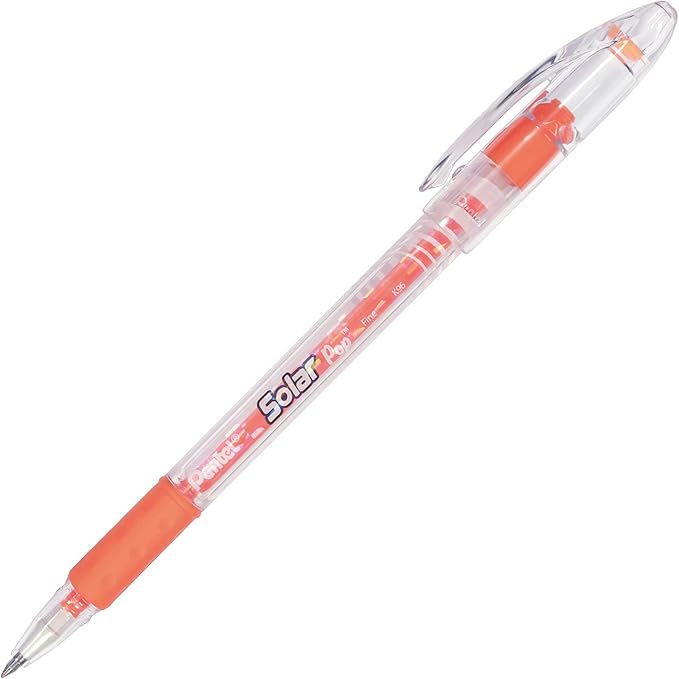 Pentel Solar Pop Neon Gel Pen, (0.6mm) Medium Line, Orange Ink - K96-F
