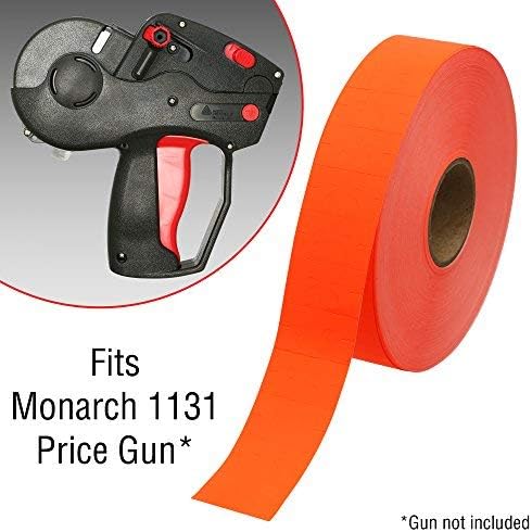 Perco Fluorescent Red Pricing Labels for Monarch 1131 Pricing Gun - 1 Sleeve, 20,000 Price Gun Labels Bundle with Monarch Ink Roll for Monarch 1131 & 1136 Price Labelers (Pack of 4)