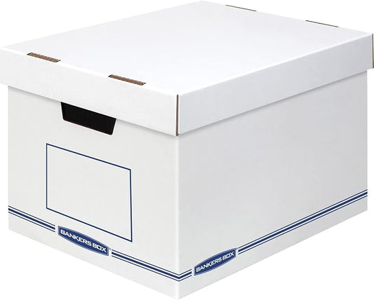 Bankers Box 4662401 Organizer Storage Boxes, X-Large, White/Blue, 12/Carton