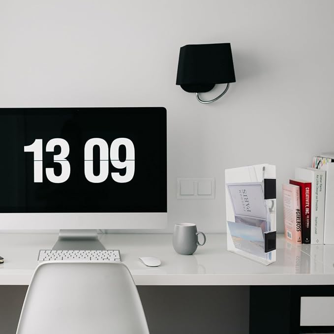 MAGICLULU A5 File Storage Box Plastic Desktop Organizer with Lid for Document and Paper Storage Office and Home Use