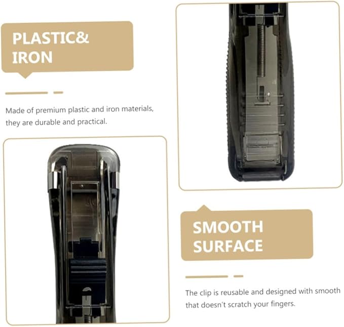 Binder Clip Stapler Set with 2 Desktop Staplers and 200 Refill Clips for Office and School Document Binding and File Organization