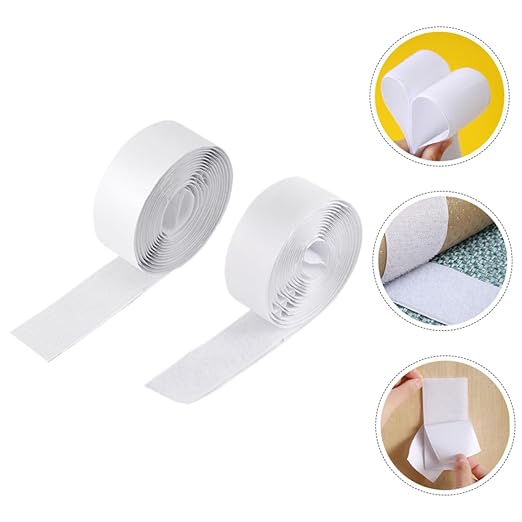 Yardwe 2 Rolls Hook and Loop Tape for Guitar Pedal Board Durable Adhesive Straps Versatile Mounting for Musicians Soft Hook Sides