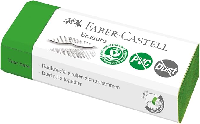 Faber-Castell Eraser Erasure PVC-Free & Dust-Free - Blister Card of 2