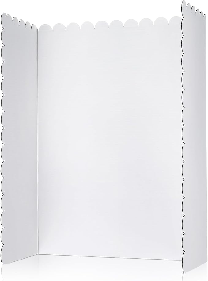 Outus 1 Pcs 24 x 36 Inch Trifold Poster Board Tri Fold Science Fair Display Boards for Projects Photo Picture Exhibition Event Displays Business Presentation School Foldable,White Corrugated