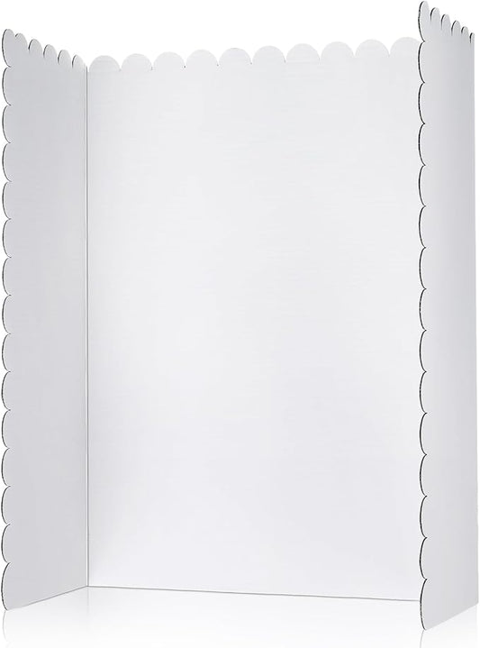 Outus 1 Pcs 24 x 36 Inch Trifold Poster Board Tri Fold Science Fair Display Boards for Projects Photo Picture Exhibition Event Displays Business Presentation School Foldable,White Corrugated