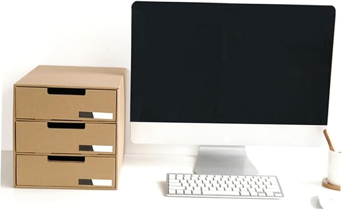NUOBESTY Office Desk Organizers Kraft Paper Storage Bin Drawer Type Stationery Container Document Holder