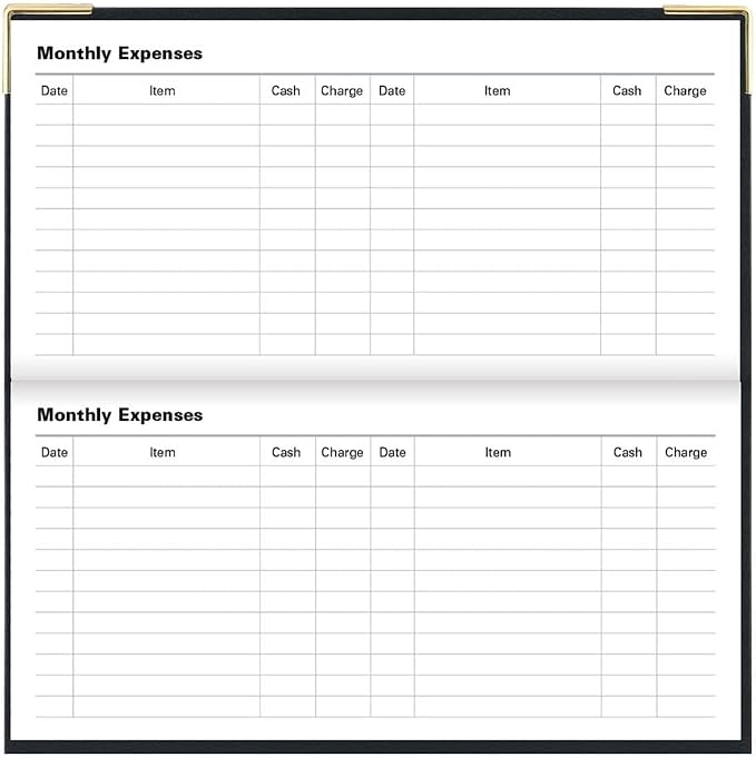 Letts of London® 2026 Classic Weekly/Monthly Appointment Book and Planner, 12 Months, January to December, Gold Corners, Horizontal, Slim Size, 6.625" x 3.25", English, Black (C32SBK-26)