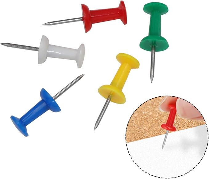 100Pcs Colourful Drawing Push Pins with Heads and Metal Points Map Tacks Drawing Pins Map Thumb Tacks Map Pins Map Push Pins Map Drawing Pens Tape, Adhesives and Fasteners