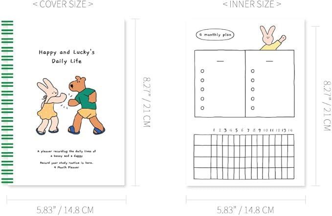 Monolike Happy and Lucky 4 Month Study Planner, High Five - Academic Planner, Weekly & Monthly Planner, Study plan