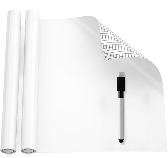 Large Dry Erase Whiteboard Sticker 17.7” x 78” – Peel and Stick White Board Paper, Removable Self-Adhesive Whiteboard Roll for Office, Home, Classroom, Wall Decal, Reusable & Easy to Clean