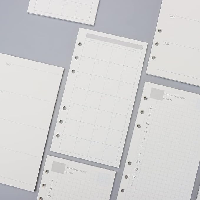 AxeWoodz A6 Refill Paper 3 Pack Undated Daily Weekly Monthly Binder Inserts 6-Hole Punched Filler Paper Planner Refills, 135 Sheets/270 Pages Refillable Planner Binder Papers