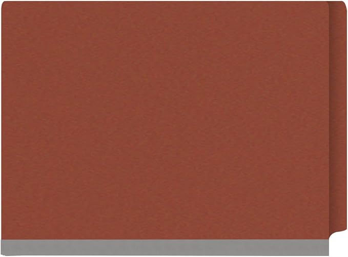 25 Pt. Pressboard Classification Folders, Full Cut End Tab, Letter Size, 2 Dividers, Brick Red (Box of 10)