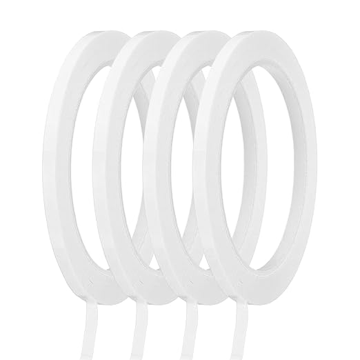 MECCANIXITY Whiteboard Tape 3/16" / 5mm Self Adhesive Graphic Chart Line Tape 72 Yard Grid Marking Stickers for Pinstripe Dry Erase Board Scrapbooking DIY Art Crafts, White, Pack of 4