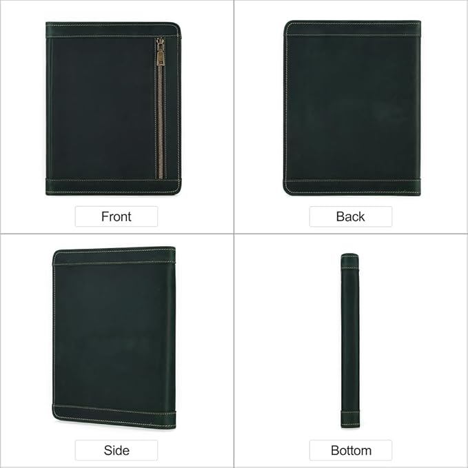 Leather Case for ipad Pro 11" Genuine Leather Smart Folio with Pencil Holder Zipper Pocket Multifunctional iPad case Compatible with iPad 11 /iPad 10.5/10.2 inch ipad/iPad 9.7 (Green)