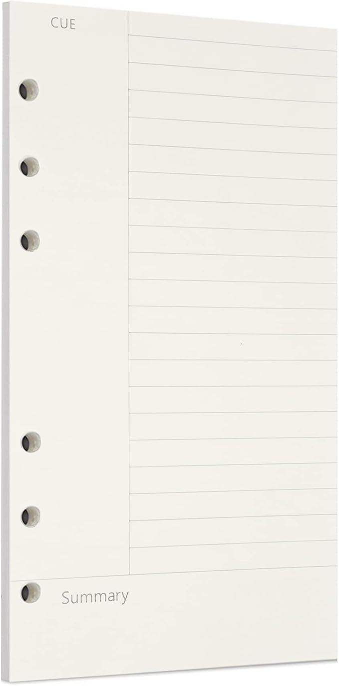 Zelten 1 Pack A6 45 Sheets/90 Pages Connell Loose Leaf Punched Paper Refills Paper for 6 Hole Binder Personal Organizer Diary Notebook Refillable Planner