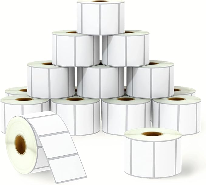 BETCKEY - 2.25" x 1.25" (57 mm x 32 mm) UPC Barcode & Multipurpose Labels Compatible with Zebra & Rollo Label Printer,Premium Adhesive & Perforated [16 Rolls, 16000 Labels]