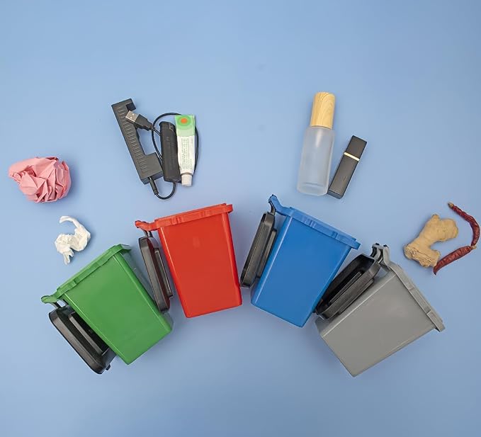 Adorable Cartoons Pencil Holders - Multifunctional Desktop Organizers (Blue Mini Garbage Trash)