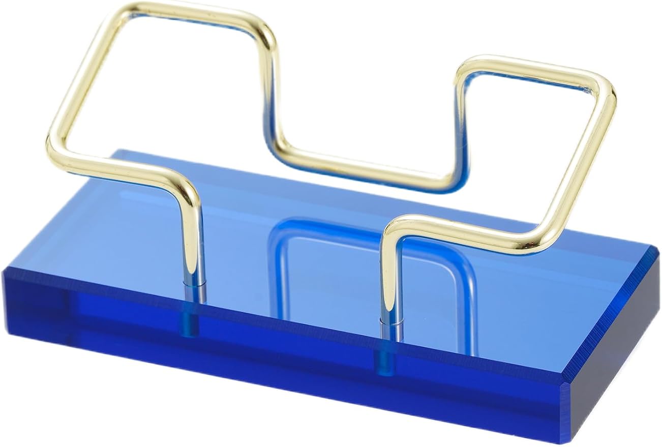 Business Card Holder for Desk, Modern Card Organizers and Office Desk Accessories for Men and Women (Blue & Golden)