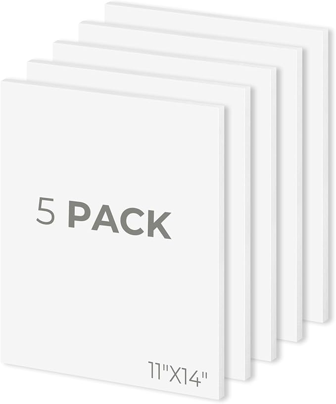 Mat Board Center, Pack of 5, 11X14 Foam Boards, Acid Free White Foam Core Boards for Mounting, Crafts, Display, Presentation and Projects, 1/8'' Thick