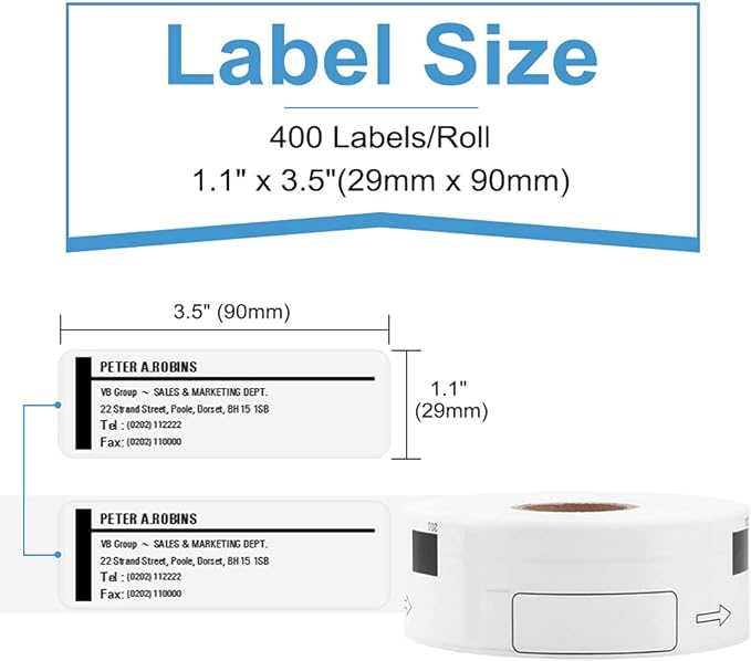 12 Rolls Replace for Brother DK-1201 (1.1" x 3.5") Address Label, 400 Stickers/roll for QL-800 810W 820NWB 600 Printer, 1 Frame + 4800 Label Refills, Barcode & All Purpose Die-Cut DK Label