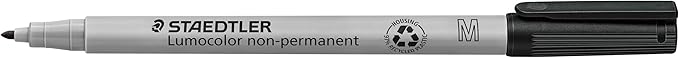 Staedtler Lumograph Non-Permanent, Wet Erase Marker Pens, Medium Tip Refillable Colored Markers, 4 Pack, 315 WP4