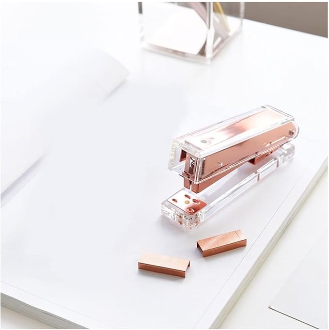 KUYWLMKMZZ Desk Stapler Desktop Stapler Labor-Saving Stapler Standard Office Supplies Student Gifts Rose Gold Strong ABS Office Stapler School Supplies (Color : A)