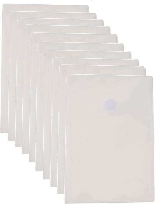 6’’ x 9’’ Vertical Clear Plastic Envelopes Receipt Stickers File Storage 10 Pack Hook Loop Closure