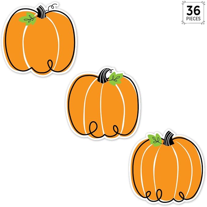 CTP Doodle Pumpkin 6" Cut-Outs Learning Décor Accents for Halloween & Fall Classroom Theme (Creative Teaching Press 10590)