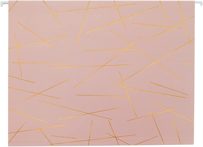 Paper Junkie Geometric Hanging File Folders - Letter Size (11.75 in x 9 in), 12 Pack, Mint, Dusty Pink & Dark Blue - Gold Foil Decorative Folders & Organizer for Office Organization