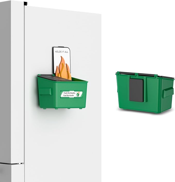 Dumpster Fire Pen Holder & Desk Organizer - Magnetic Novelty Decor for Office, Fridge, or Locker - Includes 10 Affirmation Cards for Stress Relief & Gag Gift