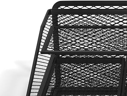 TRU RED Wire Mesh Desktop Organizer, 6‑Compartment Accessory Holder, Matte Black, 2‑Pack – Office Desk Storage