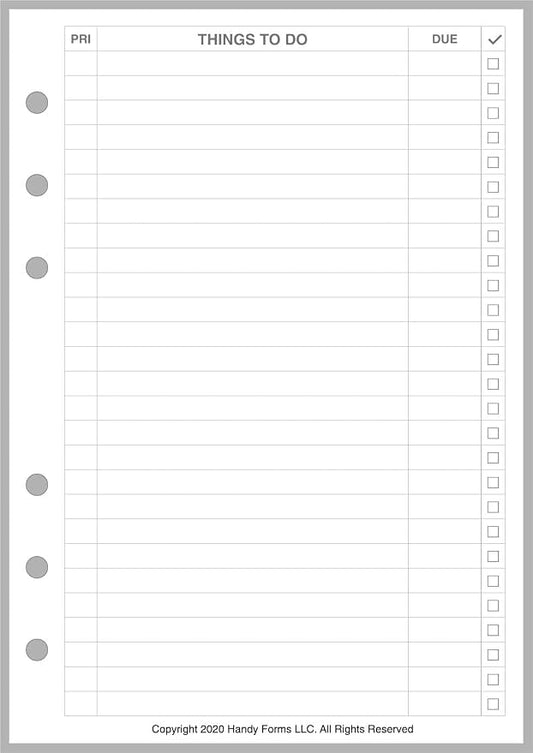 Personal-Wide Sized to Do List Planner Insert,Sized and Punched for Personal-Wide Notebooks (4.75" x 6.75")
