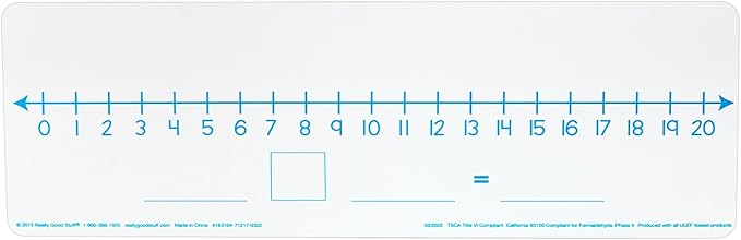Really Good Stuff Number Line Dry Erase Boards – Two-Sided Boards Feature 0-10 Number Line On One Side, 0-20 On The Other, Write and Wipe, 12”x4” (Set of 6), Number Line for Students