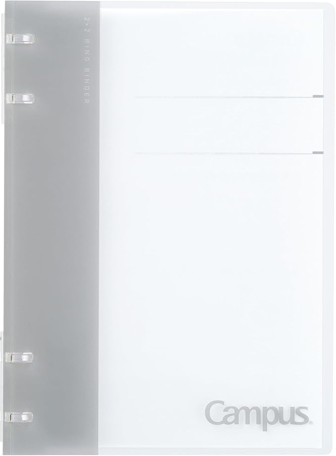 Kokuyo Campus Refillable Notebook, A5 2x2 Slim Ring Binder Notebook with Customizable Title Page, 40 Sheets Capacity. Suitable for 20 Holes Loose Leaf Paper, Gray (RU-NP134M)