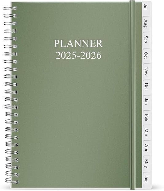 2025-2026 Planner - Academic Planner 2025-2026 for Women & Men, July 2025 - June 2026, Monthly and Weekly Calender with 12 Monthly Tabs, 6.4" x 8.5", Green