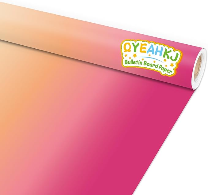 Pink and Orange Color Wash Bulletin Board Paper Roll Bulletin Board Background Paper Back to School Classroom Decor Poster for Art Craft DIY Projects Home Office Classroom Party Supplies 17.7in x 20ft