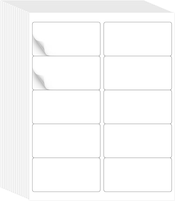 L LIKED 2" x 4" Label Stickers, Printable White 500 Sheets for Laser/Inkjet Printing - Matte White, 10 per Sheets (5000 PCS Labels)
