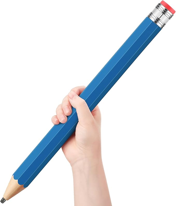 16 Inch Wooden Large Jumbo Pencils Giant Big Funny Wood Pencil with Cap and Eraser Fun Novelty Gifts for Kids School Kindergarten Home Office Prop Supplies(Blue)