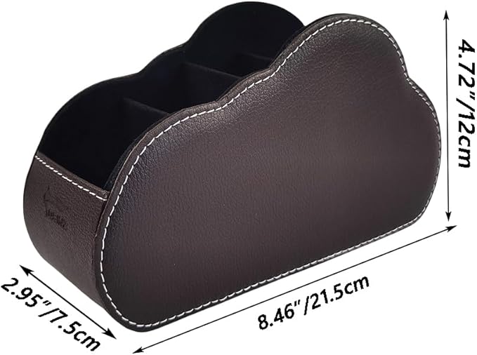 Remote Control Holder - 5 Spacious Compartments TV remote holder Caddy Leather Control Storage Tabletop Desk Organizer for Remote Controller,Office Stationery,Makeup Brush