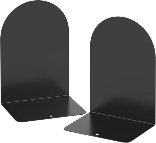 Bookends 1 Pair, Metal Round Bookends for Shelves, Book Ends for Desk, Book End to Hold Books, Book Stopper, Black Bookend for Home Office
