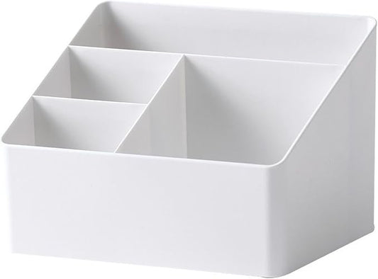 Desktop Storage Box. Plastic Multifunctional Organizer with Multiple Compartments for Makeup, Office Supplies, Dormitory, and Living Room, 19x18.8x14.3cm.