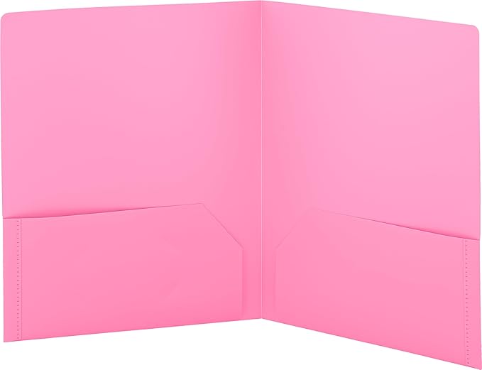 Folders with 2 Pockets Pink, Colored Plastic File School Folder Letter Size, Heavy Duty Poly Portfolio Folder with Two-Pockets, Also Available in Purple, Green, Red, Blue, and Grey, 1 Pc - By Enday