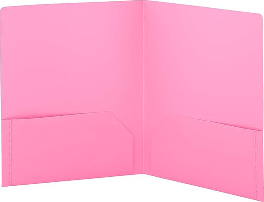 Folders with 2 Pockets Pink, Colored Plastic File School Folder Letter Size, Heavy Duty Poly Portfolio Folder with Two-Pockets, Also Available in Purple, Green, Red, Blue, and Grey, 1 Pc - By Enday