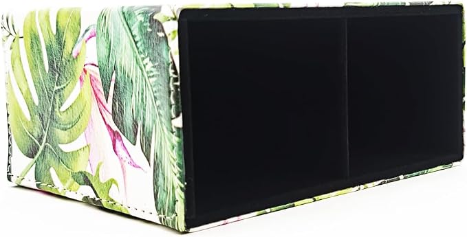Pen Holder, Rectangle Vintage Pencil Holder with 2 Compartments, PU Leather Art Remote Control Holder Organizer Storage for Desk Accessory (Flamingo)