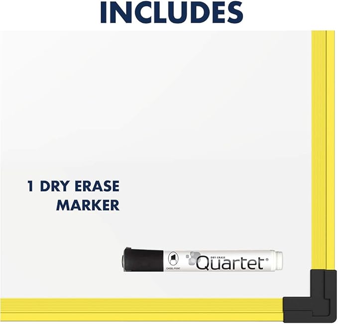 Quartet Dry Erase Whiteboard, Magnetic White Board, 18" x 24", Plastic Frame, Industrial Yellow (724120)