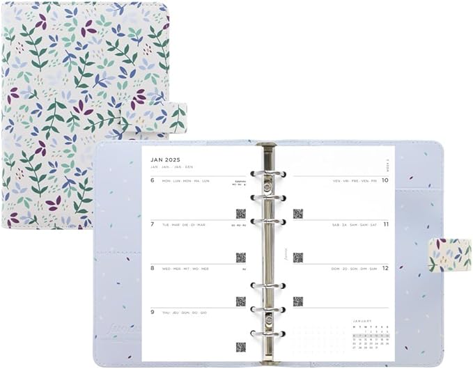 Filofax Garden Organizer, Personal Size, Sunrise - Leather-Look, Gold Foil Accents, Six Rings, Week-to-View Calendar Diary, Multilingual, 2025 (C028716-25)