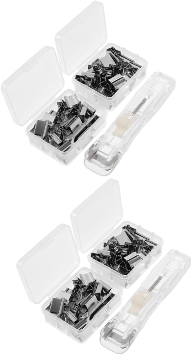 Operitacx 2sets Refillable Desk Stapler with Clip Dispensers Transparent Push Clip Paper Clipper Office Supplies for and Organization