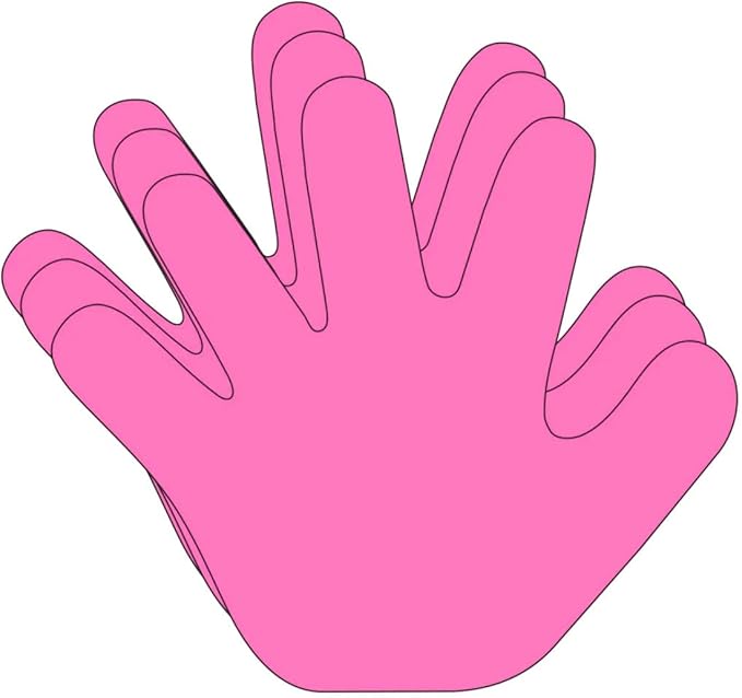 SHAPES ETC. 31 Pcs Hand Large Paper Cut-Outs 5.5in, Bulletin Board Decorations, Classroom Decor, Creative Craft Projects, All About Me, Handprint Wreath, Craft Supplies, Made in USA (Pink)