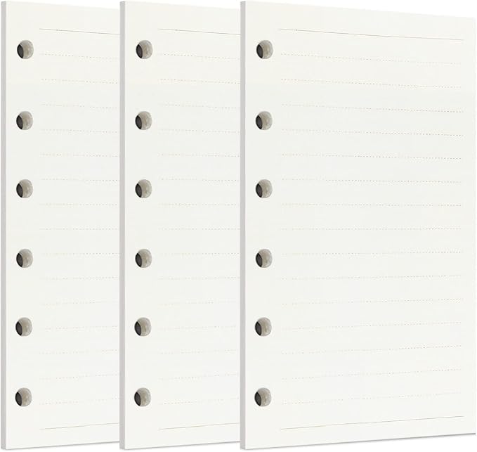 Zelten 3 Pack A7 135 Sheets/270 Pages Lined Loose Leaf Punched Paper Refills Paper for 6 Hole Binder Personal Organizer Diary Notebook Refillable Planner