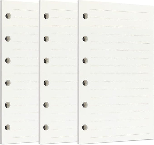 Zelten 3 Pack A7 135 Sheets/270 Pages Lined Loose Leaf Punched Paper Refills Paper for 6 Hole Binder Personal Organizer Diary Notebook Refillable Planner